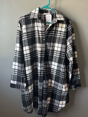 ADORA Black & White Plaid Button-Front Shacket